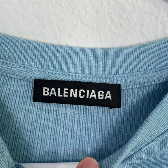 Balenciaga Men’s Light Blue BB Logo Tshirt Size S - Picture 4 of 6